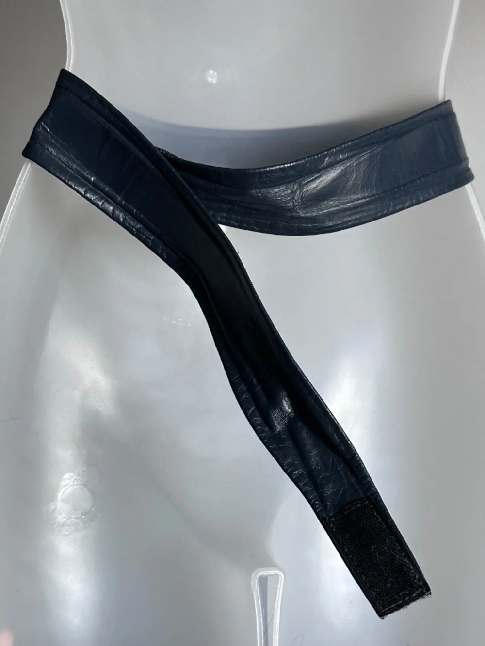 Navy blue leather belt